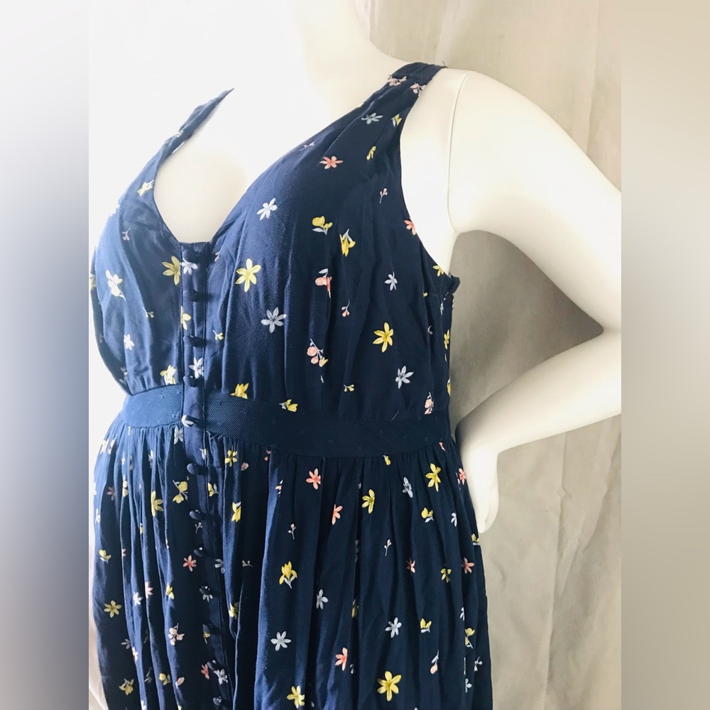 Torrid navy floral challis button maxi dress size 1 - Picture 3 of 16